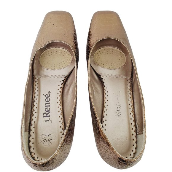 J. Renee Copper Snake Skin Padded Slipper Style Heel, Sz 6.5M - Picture 7 of 9